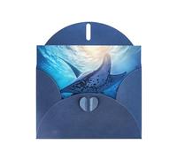 HDSKFNS Manta Ray e pesce stampa biglietti di auguri 15,2 x 10,2 cm carta perlata con buste, per compleanno matrimonio simpatia