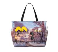 HDSKFNS Neve che cade nel parco stampa ogni borsa da viaggio Borse di grande capacità Borsa da piscina pieghevole Borsa da piscina con cerniera Borse Vacanza