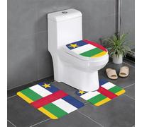 HDSKFNS Set di 3 tappeti da bagno con stampa bandiera dell'Africa centrale, tappetini da bagno in flanella, per vasca da bagno a forma di U