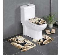 HDSKFNS Set di 3 tappeti da bagno con stampa di pecore e agnelli, tappetini da bagno in flanella, per vasca da bagno a forma di U