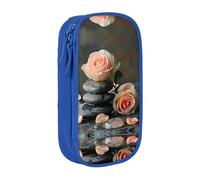 HDSKFNS Spa Stone And Rose Flowers Print Cute Pencil Case Grande Capacità Matita Pouch Cerniera Matite Box Oxford Panno Penna Bag