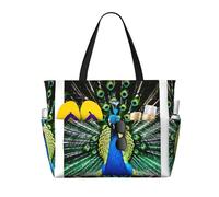 HDSKFNS Stampa di pavone fresco ogni borsa da viaggio grande capacità Tote Bags pieghevole Pool Bag Zipper Borse Vacanza