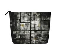 HDSKFNS Trousse da viaggio con stampa a mosaico nero con ombre nere, borsa per il trucco da donna, con cerniera, ideale per uso quotidiano, viaggi, nera, taglia unica