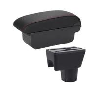 HDSNWG Scatola Bracciolo con Supporto Multifunzionale Cuscino in PU Accessori per La Modifica degli Interni Dell'auto per Terrano 3(C Black Red No USB)