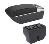 HDSNWG Scatola per bracciolo auto 2009-2017, dettagli interni, accessori di facile installazione per Fiesta MK7 (D1 nero rosso No USB)