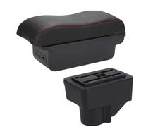 HDSNWG Scatola portaoggetti multifunzione per console centrale, accessori interni auto, per Fiesta MK7 2009-2017 (B1 nero rosso 3USB)