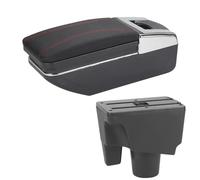 HDSNWG Scatola portaoggetti per bracciolo auto, accessori per interni auto, per Prius C Aqua (C1 nero rosso senza USB)