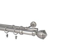 HDTL Kit Bastone per Tende in metallo 25/19mm Acciaio Inox Montaggio a Muro 200 cm Aura