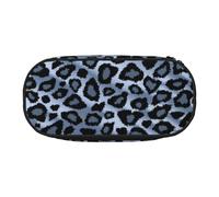 HDTVTV Animale leopardo azzurro chiaro Astuccio per matite, astuccio per penne, astuccio portatile con cerniera, astuccio per cosmetici