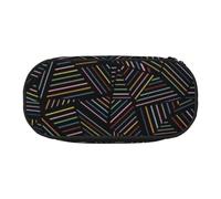 HDTVTV Arcobaleno lineare geometrico stampato in 3D Astuccio per matite, astuccio per penne, astuccio portatile con cerniera, astuccio per cosmetici