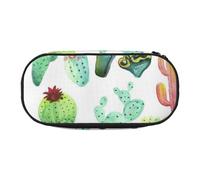 HDTVTV Cactus e piante grasse ad acquerello Astuccio per matite, astuccio per penne, astuccio portatile con cerniera, astuccio per cosmetici