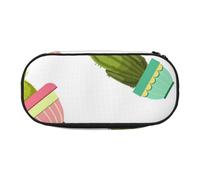 HDTVTV Cactus e piante grasse in vasi di fiori Astuccio per matite, astuccio per penne, astuccio portatile con cerniera, astuccio per cosmetici