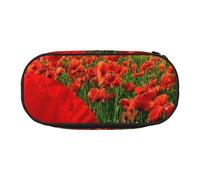 HDTVTV Campo di papaveri al tramonto, campo di fiori bellissimi Astuccio per matite, astuccio per penne, astuccio portatile con cerniera, astuccio per cosmetici