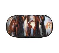 HDTVTV Cavalli degli indiani nativi americani Astuccio per matite, astuccio per penne, astuccio portatile con cerniera, astuccio per cosmetici