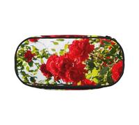 HDTVTV Cespuglio di rose rosse stampato Astuccio per matite, astuccio per penne, astuccio portatile con cerniera, astuccio per cosmetici
