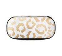 HDTVTV Elegante leopardo bianco oro ghepardo Astuccio per matite, astuccio per penne, astuccio portatile con cerniera, astuccio per cosmetici