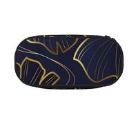 HDTVTV Gradiente dorato lineare con foglie di Ginkgo Biloba Astuccio per matite, astuccio per penne, astuccio portatile con cerniera, astuccio per cosmetici
