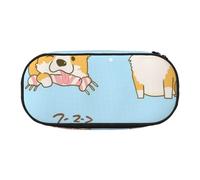 HDTVTV Kawaii Corgi Cane carino Astuccio per matite, astuccio per penne, astuccio portatile con cerniera, astuccio per cosmetici