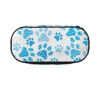 HDTVTV Modello di impronta di zampa di cane blu Astuccio per matite, astuccio per penne, astuccio portatile con cerniera, astuccio per cosmetici