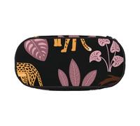 HDTVTV Modello tropicale leopardo Astuccio per matite, astuccio per penne, astuccio portatile con cerniera, astuccio per cosmetici