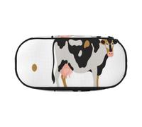 HDTVTV Mucca macchiata di latte Mucca nera Astuccio per matite, astuccio per penne, astuccio portatile con cerniera, astuccio per cosmetici