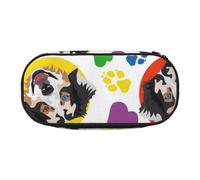 HDTVTV Pastore australiano colorato e giocoso Astuccio per matite, astuccio per penne, astuccio portatile con cerniera, astuccio per cosmetici