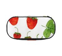 HDTVTV Piante di fragole Frutta Stampa bianca Astuccio per matite, astuccio per penne, astuccio portatile con cerniera, astuccio per cosmetici