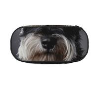 HDTVTV Ritratto di Schnauzer grigio scuro Astuccio per matite, astuccio per penne, astuccio portatile con cerniera, astuccio per cosmetici