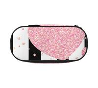 HDTVTV Romantico cuore rosa oro paillettes striscia Astuccio per matite, astuccio per penne, astuccio portatile con cerniera, astuccio per cosmetici