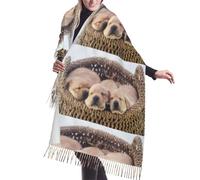 HDTVTV Sciarpa con nappe in finto cashmere, adatta per primavera, autunno e inverno, calda e morbida, coperta con sciarpa e nappe. Cuccioli di Labrador Golden Retriever
