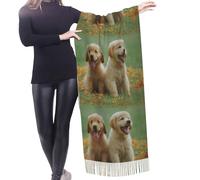 HDTVTV Sciarpa con nappe in finto cashmere, adatta per primavera, autunno e inverno, calda e morbida, coperta con sciarpa e nappe. Cuccioli di Labrador Retriever giallo