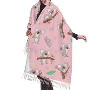 HDTVTV Sciarpa con nappe in finto cashmere, adatta per primavera, autunno e inverno, calda e morbida, coperta con sciarpa e nappe. Koala, simpatico animale selvatico australiano.