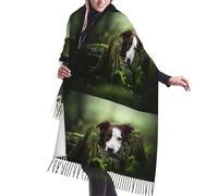 HDTVTV Sciarpa con nappe in finto cashmere, adatta per primavera, autunno e inverno, calda e morbida, coperta con sciarpa e nappe. Animali domestici per cani Border Collie Stone Sweet Brown