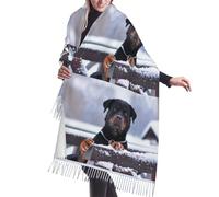 HDTVTV Sciarpa con nappe in finto cashmere, adatta per primavera, autunno e inverno, calda e morbida, sciarpa con nappe e coperta. Collare da neve per cani Rottweiler con occhi.