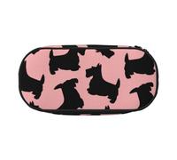 HDTVTV Scottish Terrier modello rosa nero Astuccio per matite, astuccio per penne, astuccio portatile con cerniera, astuccio per cosmetici