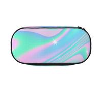 HDTVTV Sfondo astratto olografico in pastello neon Astuccio per matite, astuccio per penne, astuccio portatile con cerniera, astuccio per cosmetici
