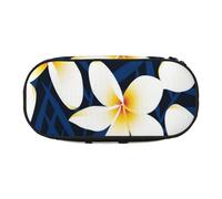HDTVTV Stampa fiore tropicale bianco frangipane plumeria Astuccio per matite, astuccio per penne, astuccio portatile con cerniera, astuccio per cosmetici