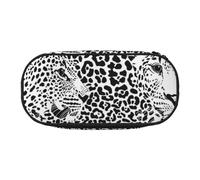 HDTVTV Stampa leopardo tigre bianco e nero Astuccio per matite, astuccio per penne, astuccio portatile con cerniera, astuccio per cosmetici