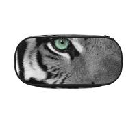 HDTVTV Stampa tigre bianca e nera Astuccio per matite, astuccio per penne, astuccio portatile con cerniera, astuccio per cosmetici