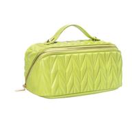 Hduacuge Astuccio per trucco da viaggio in pelle, astuccio da toilette di grande capacità, organizzatore per con tasca interna impermeabile, installazione semplice, verde