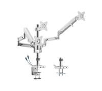 HDWR SolidHand-BG03SU - Supporto a Gas per 3 schermi, argento con due porte USB, molla a Gas assistita, schermo 17'-27", VESA 75 x 75/100 x 100