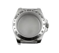 HDXSGNT 40 mm NH34 NH35 NH36 NH38 NH70 NH72 Cassa dell'orologio in vetro zaffiro 24 ore lunetta fissa in acciaio massiccio ETA2824 PT5000 Cassa a vite corona, Schienale solido B, NH34 NH35 NH36 Case