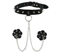 Hdynasty Collare da donna in pelle nera, facile da riporre, lunghezza regolabile