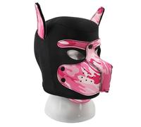 Hdynasty Fatto a mano pieno cane faccia maschera cosplay, oggetti di scena costume di Halloween, creativo gotico animale testa maschere (Rosa mimetico)
