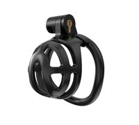 Hdynasty Gabbia da Sforzo ventilata e Traspirante da Uomo in Resina - con cateteri in Silicone(Anelli Piatti) (Nero, M1)