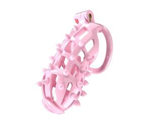 Hdynasty Gabbia da Uomo Rosa con Staffa Fissa in Silicone Soft Spike Leggera e Facile da trasportare 100g-110g con 5 Anelli fissi (Anelli Piatti) (Chiodi Morbidi Rosa, A5P)