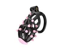 Hdynasty Gabbia Fissa da Uomo Rosa con Punte morbide in Silicone Leggera e Facile da trasportare 100g-110g con 5 Anelli ad Arco Fisso (Punte morbide Rosa) (Nero, C5)
