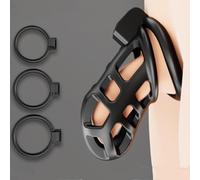 Hdynasty Gabbia Traspirante da Uomo in Resina con Protezione di bloccaggio, 3 Anelli fissi (47mm/51mm/53mm) (M)