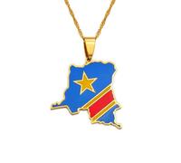 Hdyrpex 3cm Repubblica Democratica Del Congo Mappa Bandiera Colorata Ciondolo Collana Per Le Donne Degli Uomini In Acciaio Inox Ciondolo Collana