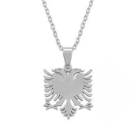 Hdyrpex Collana con ciondolo a forma di aquila a doppia testa dell'Albania, in acciaio inossidabile, gioiello per uomo e donna